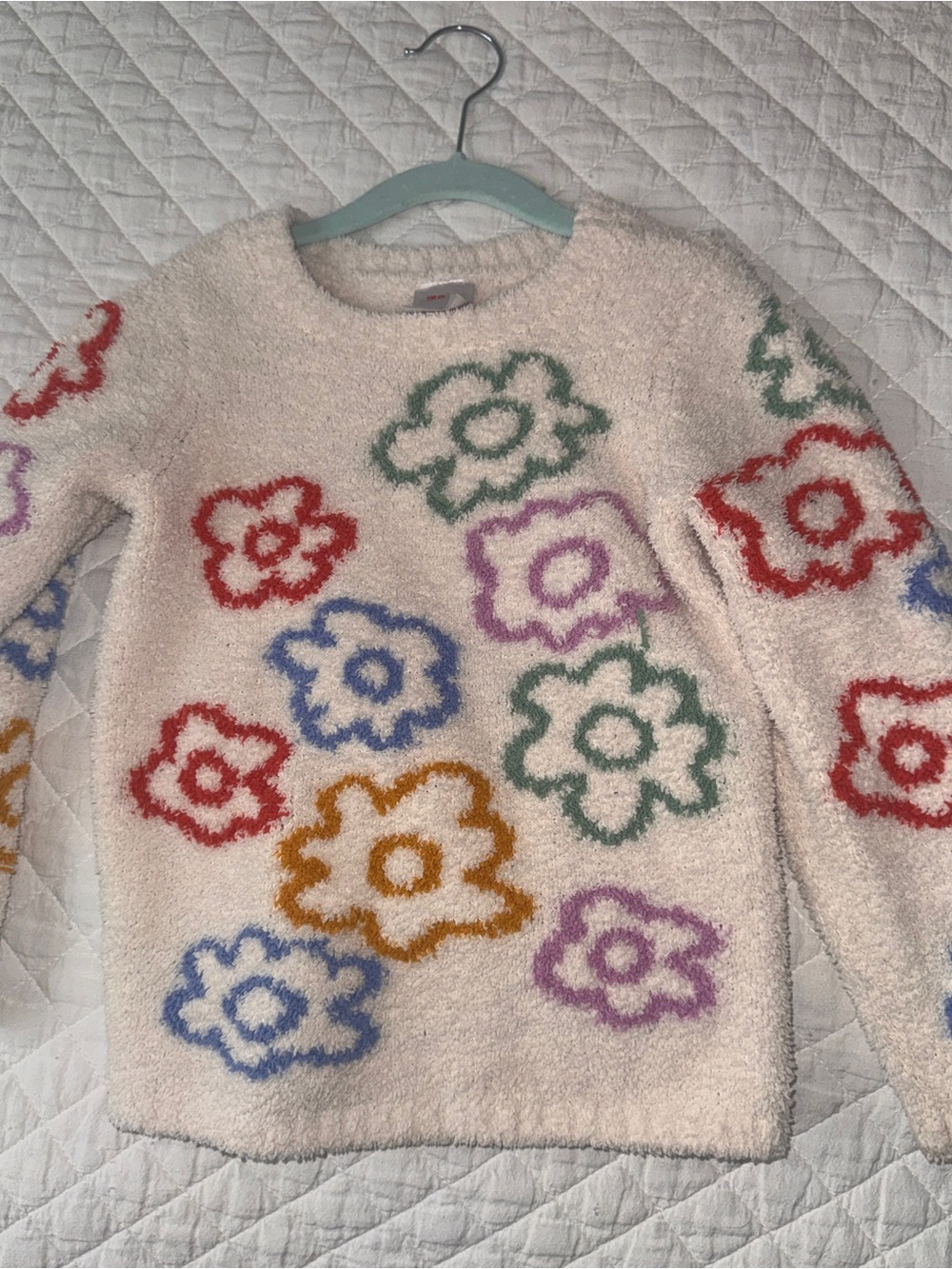 Hanna Andersson Cream Floral Plush Sweater - Multicolor Flower Pattern